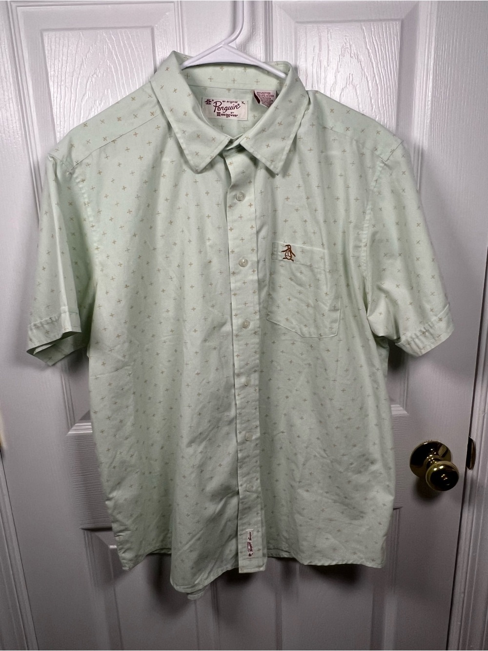 Original Penguin Men's Short Sleeve Button-Down Shirt in Mint